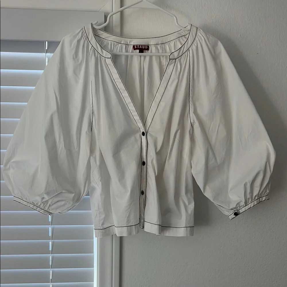 STAUD White New Dill Blouse L - Picture 2 of 4